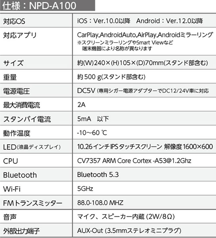 ダッシュボード設置タイプの大画面 ダッシュボード設置タイプの大画面